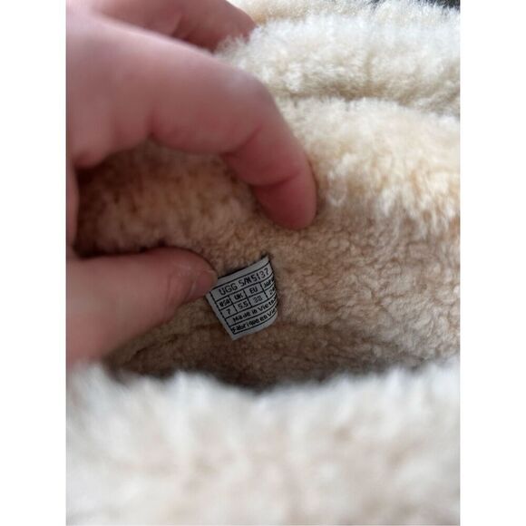 UGG Womens Boots Size 6 Elijo Bone White Nubuck Leather Sherpa Fur Slip On 5137 - Picture 4 of 7